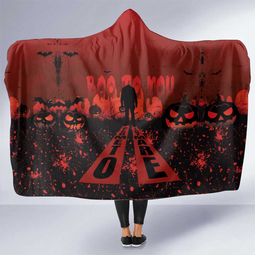 Halloween Nightmare Hooded Blanket Pumpkin-faced Jack O Lantern With a Scary Smile Blood Vibe