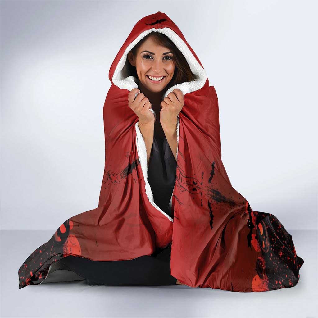 Halloween Nightmare Hooded Blanket Pumpkin-faced Jack O Lantern With a Scary Smile Blood Vibe