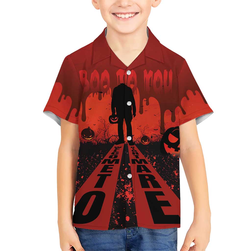 Halloween Nightmare Kid Hawaiian Shirt Pumpkin-faced Jack O Lantern With a Scary Smile Blood Vibe - Wonder Print Shop