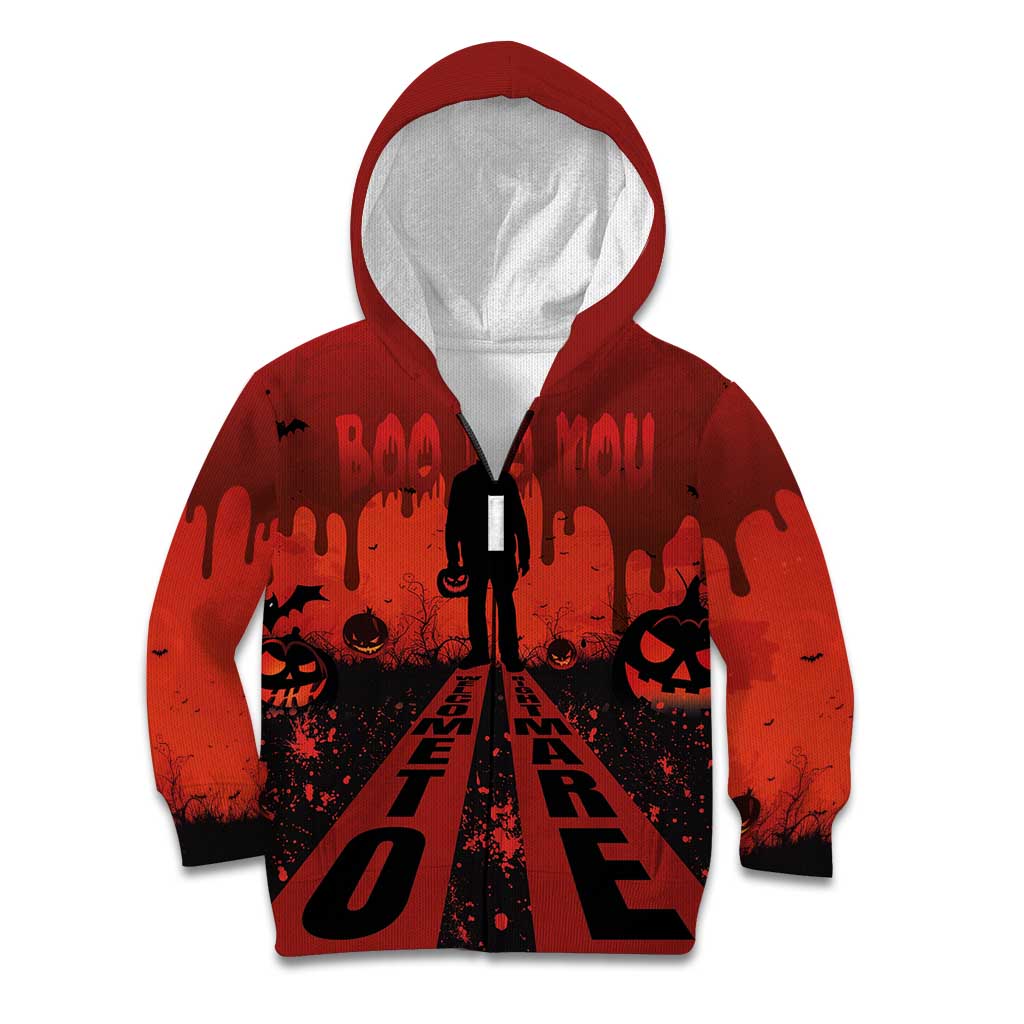 Halloween Nightmare Kid Hoodie Pumpkin-faced Jack O Lantern With a Scary Smile Blood Vibe - Wonder Print Shop