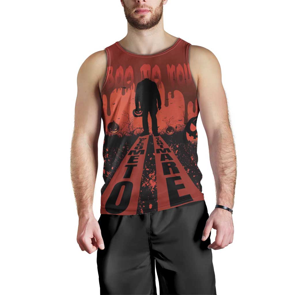 Halloween Nightmare Men Tank Top Pumpkin-faced Jack O Lantern With a Scary Smile Blood Vibe - Wonder Print Shop