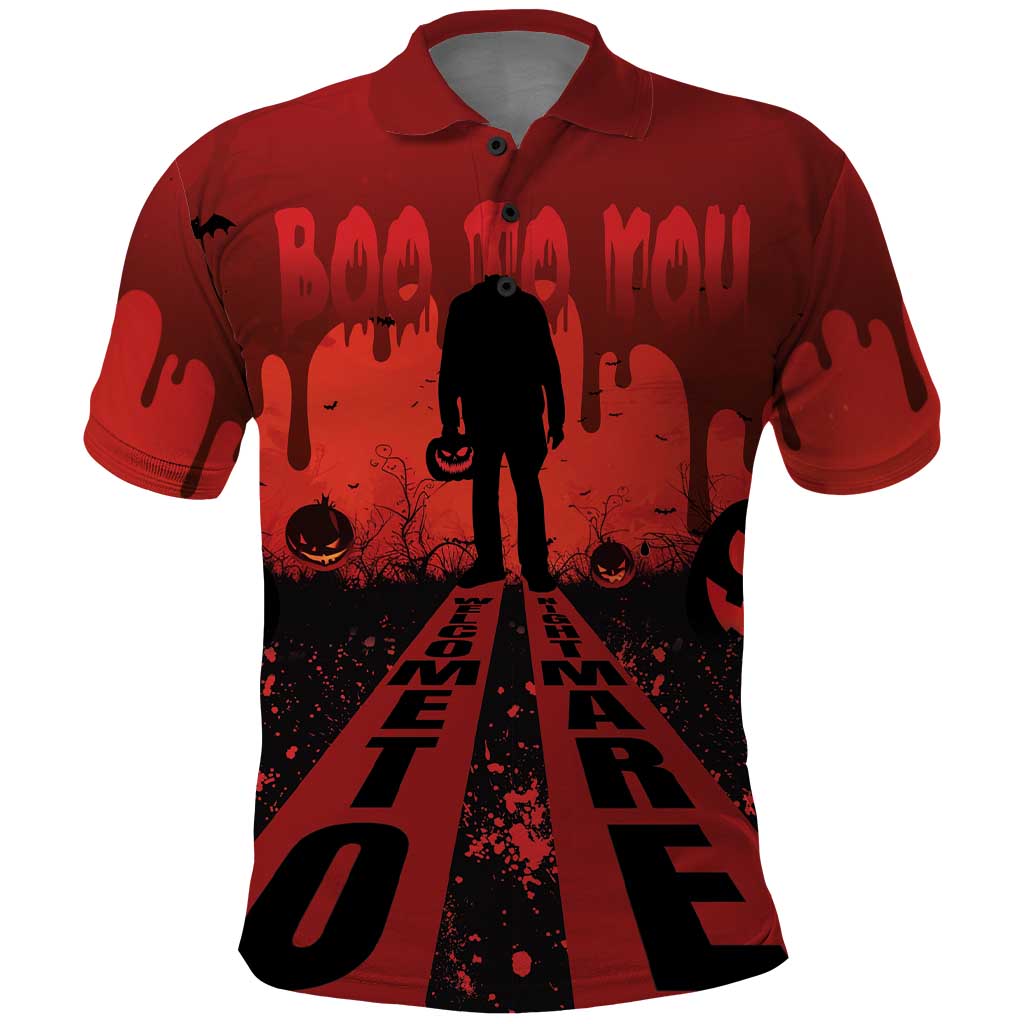 Halloween Nightmare Polo Shirt Pumpkin-faced Jack O Lantern With a Scary Smile Blood Vibe - Wonder Print Shop