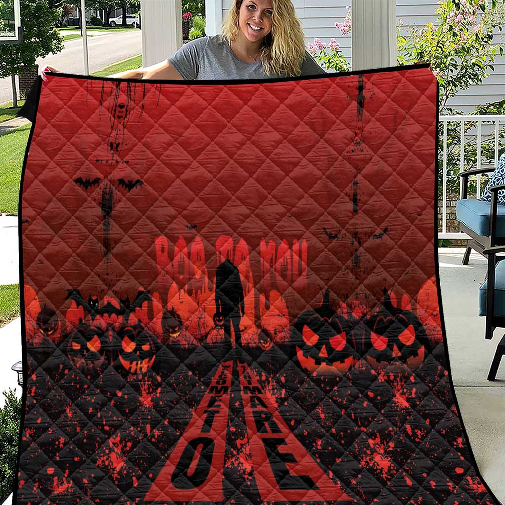 Halloween Nightmare Quilt Pumpkin-faced Jack O Lantern With a Scary Smile Blood Vibe - Wonder Print Shop