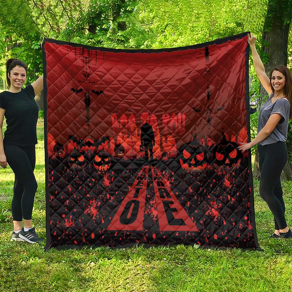 Halloween Nightmare Quilt Pumpkin-faced Jack O Lantern With a Scary Smile Blood Vibe - Wonder Print Shop
