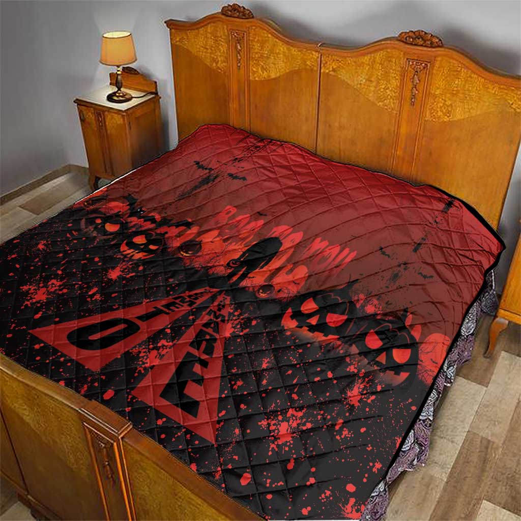 Halloween Nightmare Quilt Pumpkin-faced Jack O Lantern With a Scary Smile Blood Vibe - Wonder Print Shop