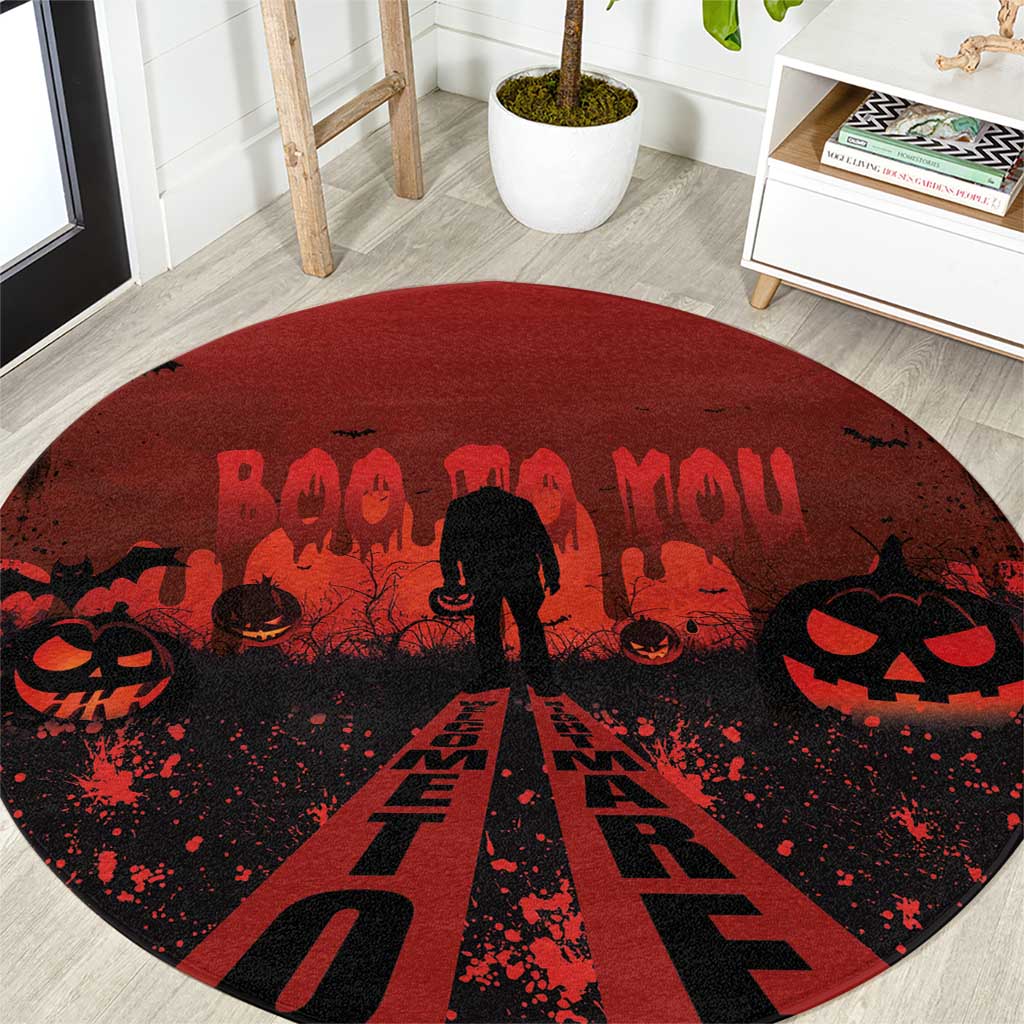 Halloween Nightmare Round Carpet Pumpkin-faced Jack O Lantern With a Scary Smile Blood Vibe