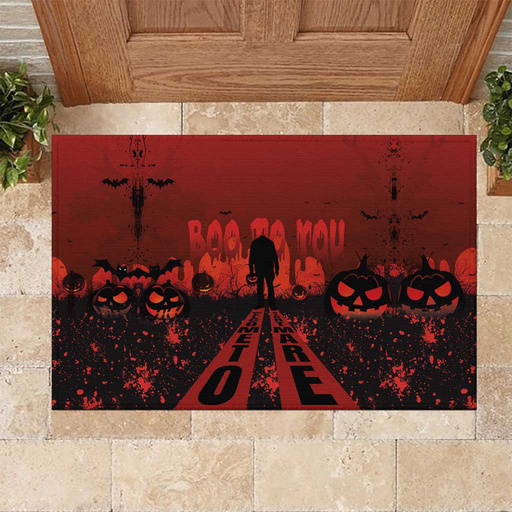 Halloween Nightmare Rubber Doormat Pumpkin-faced Jack O Lantern With a Scary Smile Blood Vibe - Wonder Print Shop