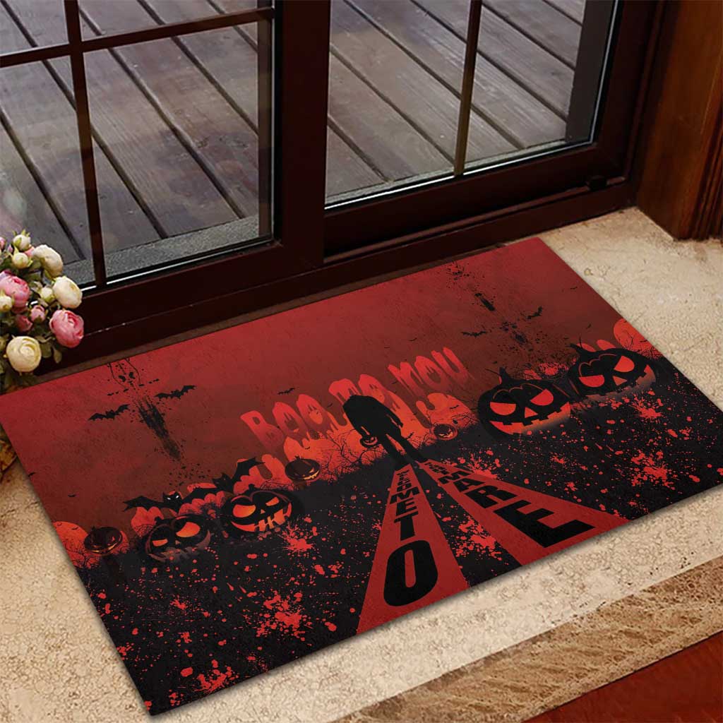 Halloween Nightmare Rubber Doormat Pumpkin-faced Jack O Lantern With a Scary Smile Blood Vibe - Wonder Print Shop