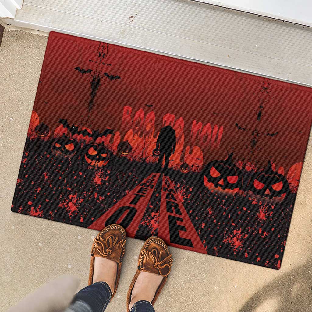 Halloween Nightmare Rubber Doormat Pumpkin-faced Jack O Lantern With a Scary Smile Blood Vibe - Wonder Print Shop