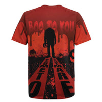 Halloween Nightmare Rugby Jersey Pumpkin-faced Jack O Lantern With a Scary Smile Blood Vibe - Wonder Print Shop