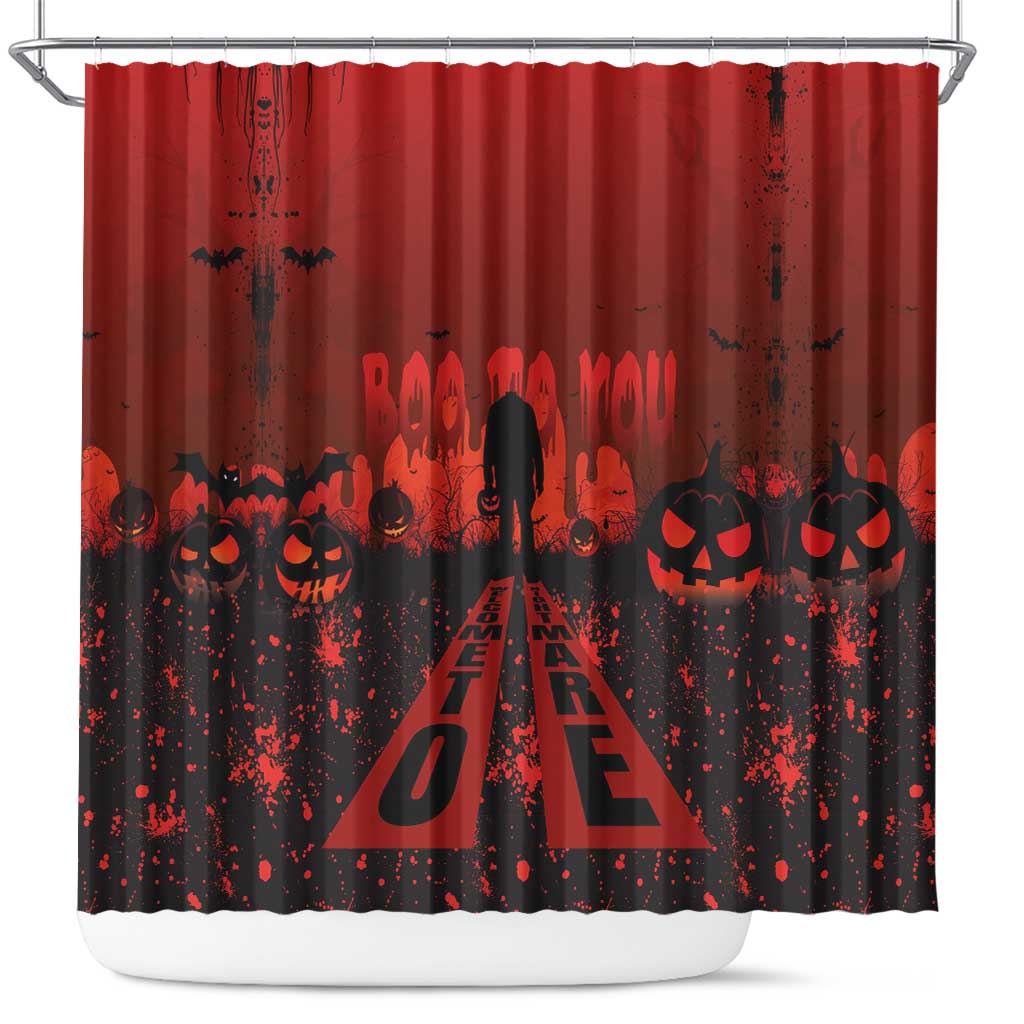 Halloween Nightmare Shower Curtain Pumpkin-faced Jack O Lantern With a Scary Smile Blood Vibe