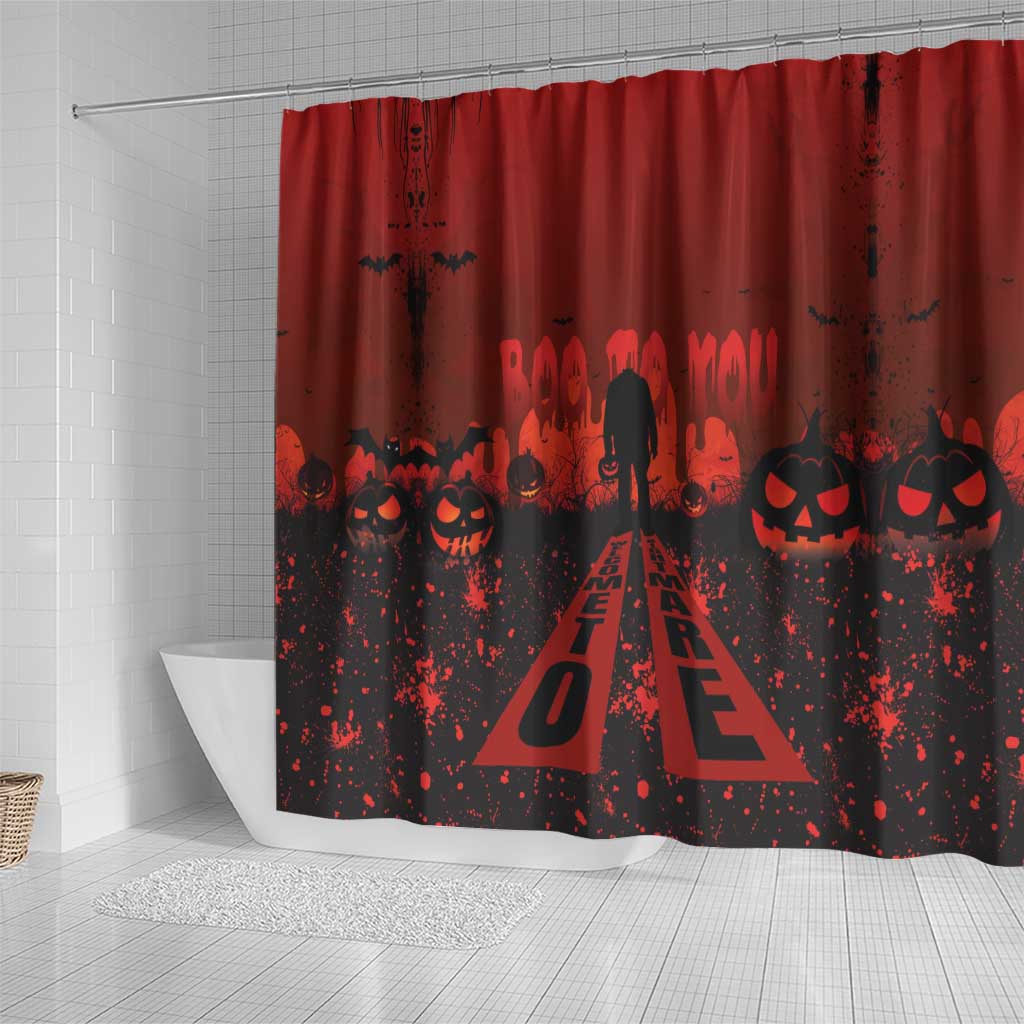 Halloween Nightmare Shower Curtain Pumpkin-faced Jack O Lantern With a Scary Smile Blood Vibe