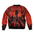 Halloween Nightmare Sleeve Zip Bomber Jacket Pumpkin-faced Jack O Lantern With a Scary Smile Blood Vibe - Wonder Print Shop