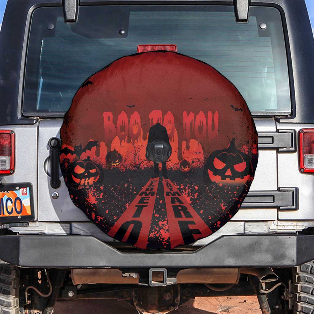 Halloween Nightmare Spare Tire Cover Pumpkin-faced Jack O Lantern With a Scary Smile Blood Vibe - Wonder Print Shop