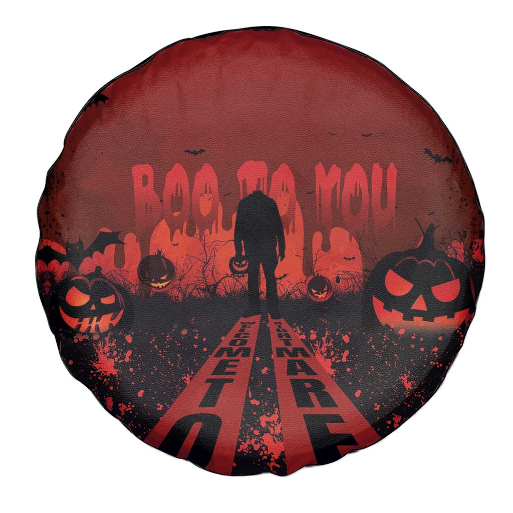 Halloween Nightmare Spare Tire Cover Pumpkin-faced Jack O Lantern With a Scary Smile Blood Vibe - Wonder Print Shop