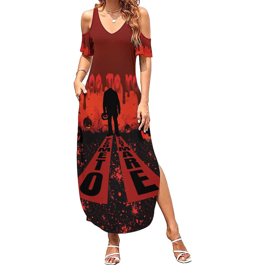 Halloween Nightmare Summer Maxi Dress Pumpkin-faced Jack O Lantern With a Scary Smile Blood Vibe - Wonder Print Shop