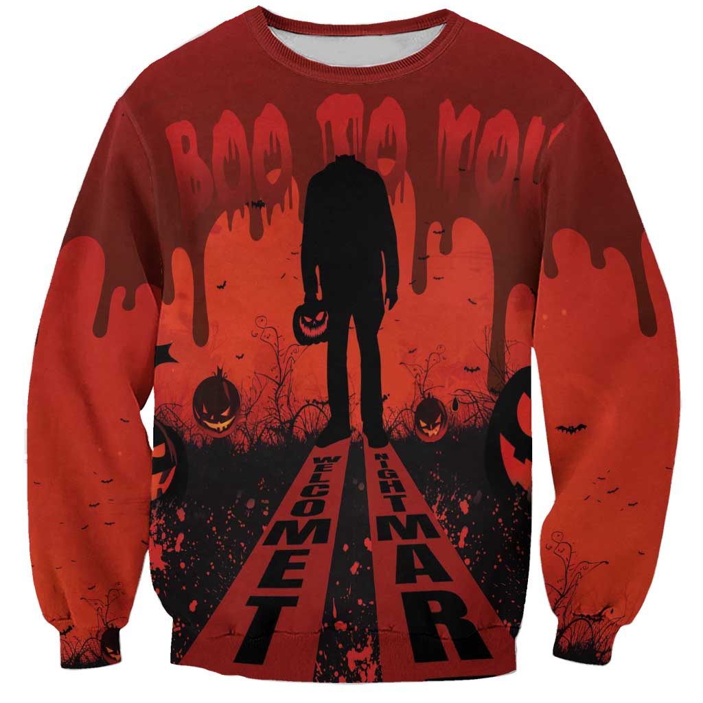 Halloween Nightmare Sweatshirt Pumpkin-faced Jack O Lantern With a Scary Smile Blood Vibe - Wonder Print Shop