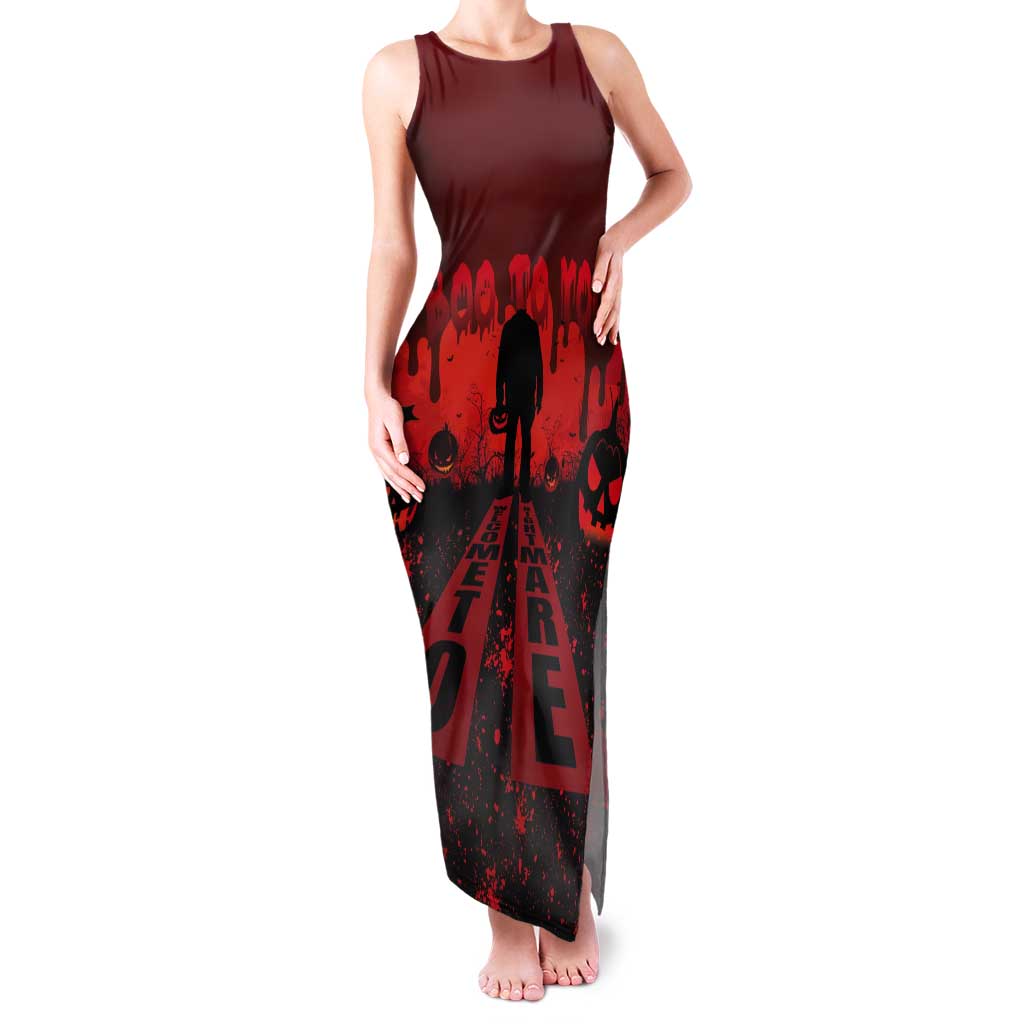Halloween Nightmare Tank Maxi Dress Pumpkin-faced Jack O Lantern With a Scary Smile Blood Vibe - Wonder Print Shop