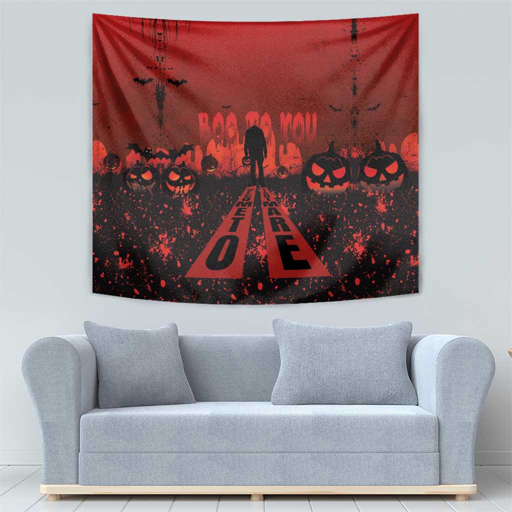 Halloween Nightmare Tapestry Pumpkin-faced Jack O Lantern With a Scary Smile Blood Vibe - Wonder Print Shop