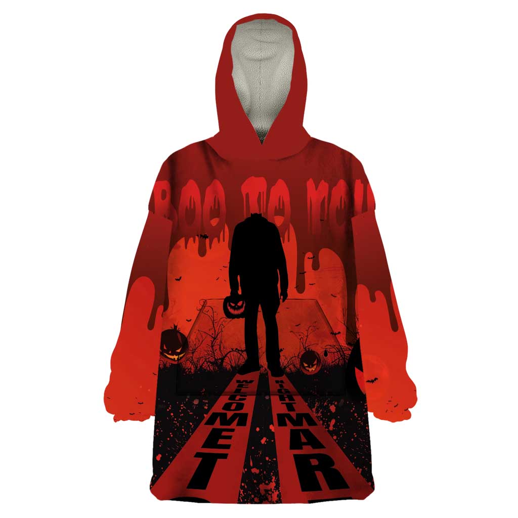 Halloween Nightmare Wearable Blanket Hoodie Pumpkin-faced Jack O Lantern With a Scary Smile Blood Vibe - Wonder Print Shop