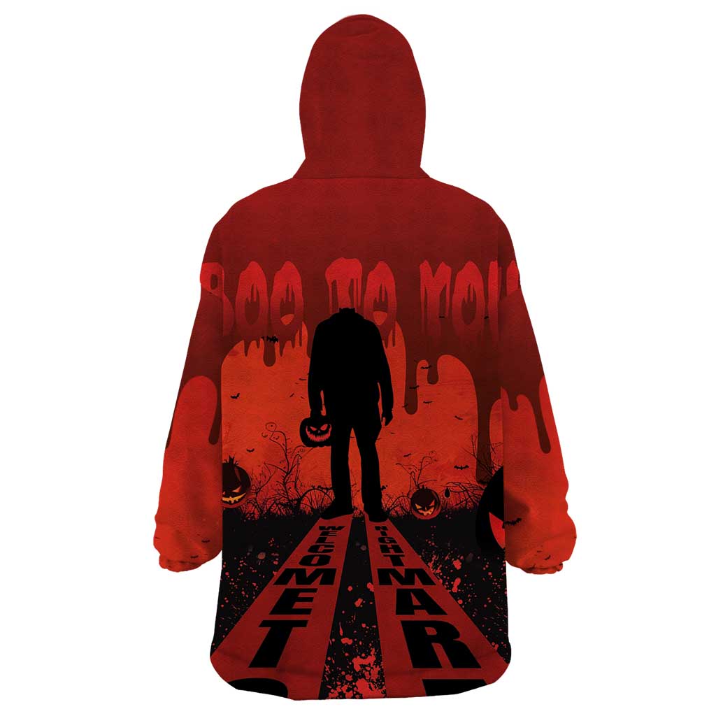 Halloween Nightmare Wearable Blanket Hoodie Pumpkin-faced Jack O Lantern With a Scary Smile Blood Vibe - Wonder Print Shop