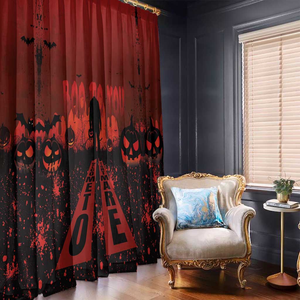 Halloween Nightmare Window Curtain Pumpkin-faced Jack O Lantern With a Scary Smile Blood Vibe - Wonder Print Shop