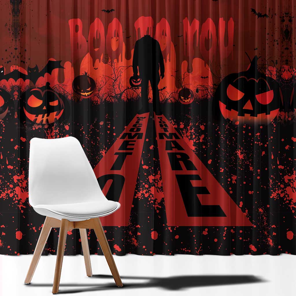 Halloween Nightmare Window Curtain Pumpkin-faced Jack O Lantern With a Scary Smile Blood Vibe - Wonder Print Shop
