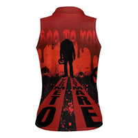 Halloween Nightmare Women Sleeveless Polo Shirt Pumpkin-faced Jack O Lantern With a Scary Smile Blood Vibe - Wonder Print Shop
