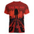 Halloween Nightmare Women V-Neck T-Shirt Pumpkin-faced Jack O Lantern With a Scary Smile Blood Vibe - Wonder Print Shop