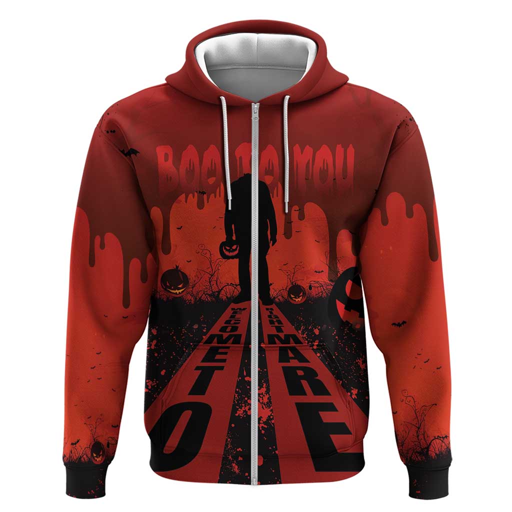 Halloween Nightmare Zip Hoodie Pumpkin-faced Jack O Lantern With a Scary Smile Blood Vibe - Wonder Print Shop