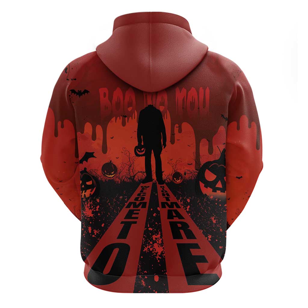 Halloween Nightmare Zip Hoodie Pumpkin-faced Jack O Lantern With a Scary Smile Blood Vibe - Wonder Print Shop