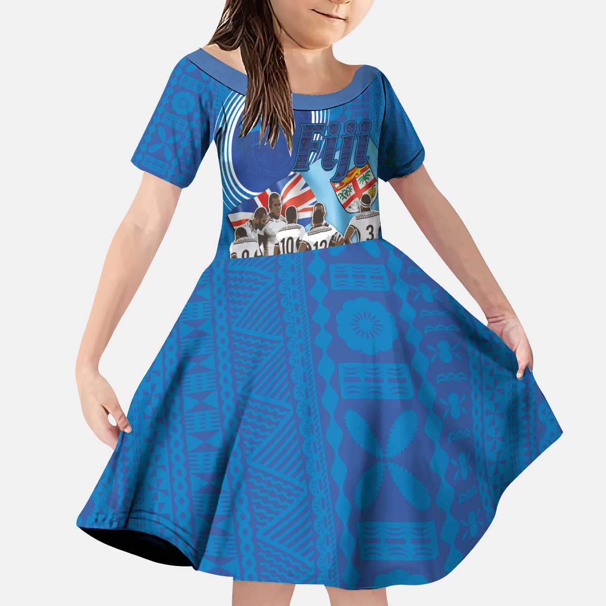 Fiji Rugby Sevens Kid Short Sleeve Dress Commemorate Gold Medal - Rio de Janeiro 2016 - Wonder Print Shop