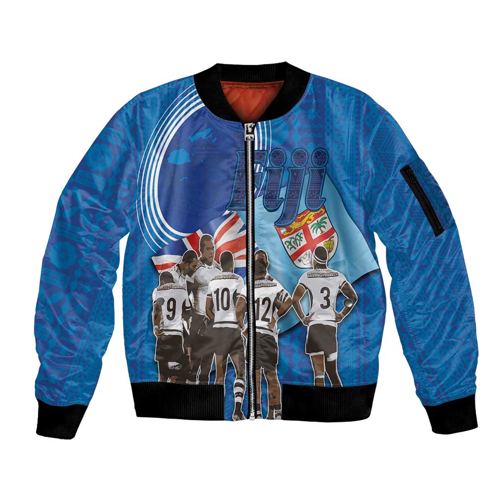 Fiji Rugby Sevens Sleeve Zip Bomber Jacket Commemorate Gold Medal - Rio de Janeiro 2016 - Wonder Print Shop
