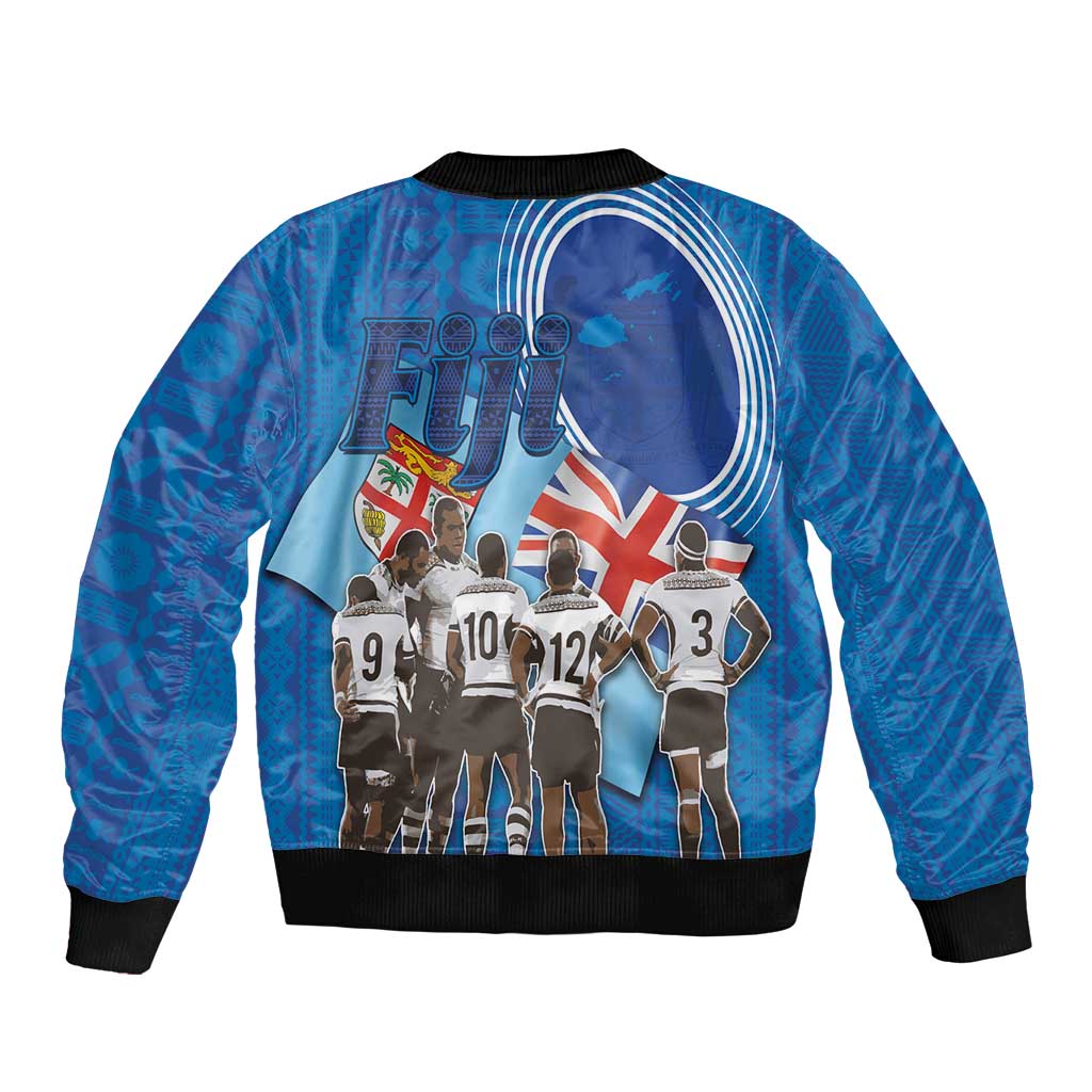 Fiji Rugby Sevens Sleeve Zip Bomber Jacket Commemorate Gold Medal - Rio de Janeiro 2016 - Wonder Print Shop