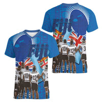 Fiji Rugby Sevens Women V-Neck T-Shirt Commemorate Gold Medal - Rio de Janeiro 2016 - Wonder Print Shop