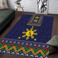 Philippines Merry Christmas Area Rug Maligayang Pasko with Parol and Xmas Pattern Barong Style - Wonder Print Shop