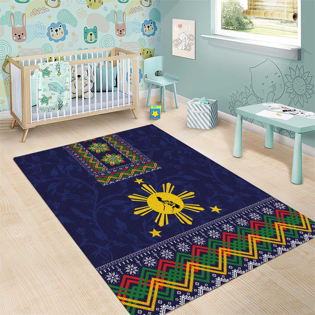 Philippines Merry Christmas Area Rug Maligayang Pasko with Parol and Xmas Pattern Barong Style - Wonder Print Shop