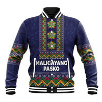 Philippines Merry Christmas Baseball Jacket Maligayang Pasko with Parol and Xmas Pattern Barong Style - Wonder Print Shop