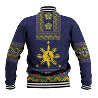 Philippines Merry Christmas Baseball Jacket Maligayang Pasko with Parol and Xmas Pattern Barong Style - Wonder Print Shop