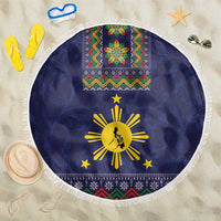 Philippines Merry Christmas Beach Blanket Maligayang Pasko with Parol and Xmas Pattern Barong Style - Wonder Print Shop
