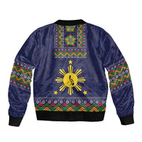 Philippines Merry Christmas Bomber Jacket Maligayang Pasko with Parol and Xmas Pattern Barong Style - Wonder Print Shop