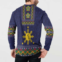 Philippines Merry Christmas Button Sweatshirt Maligayang Pasko with Parol and Xmas Pattern Barong Style - Wonder Print Shop