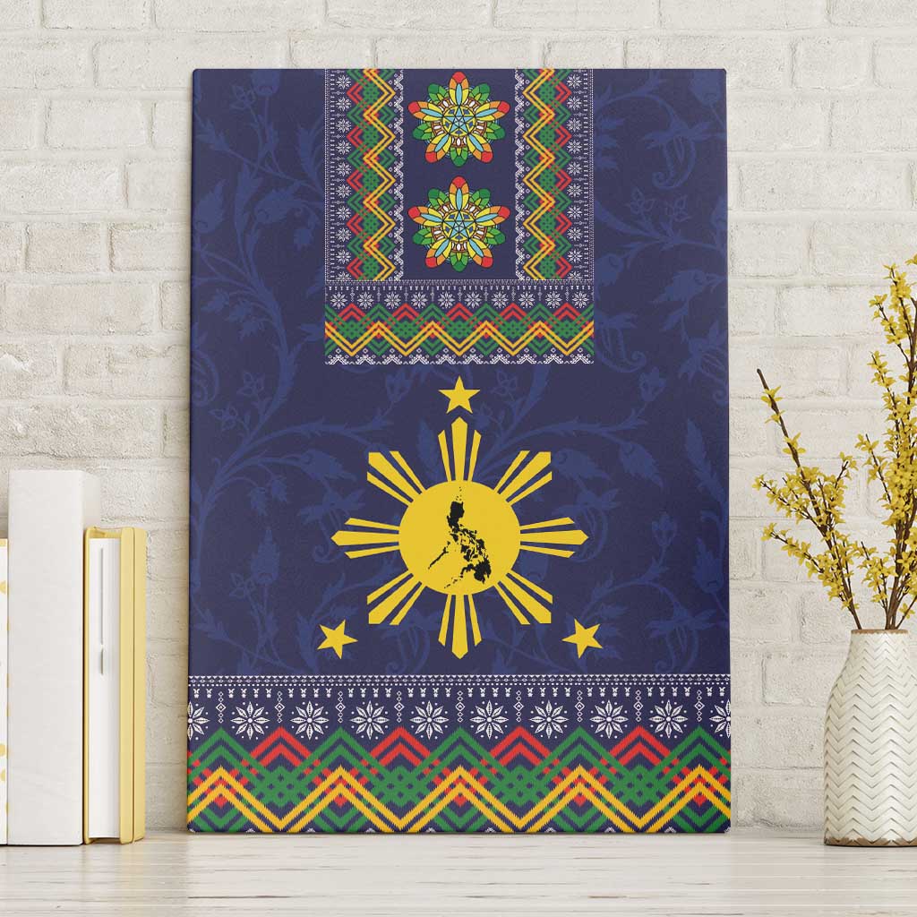 Philippines Merry Christmas Canvas Wall Art Maligayang Pasko with Parol and Xmas Pattern Barong Style - Wonder Print Shop