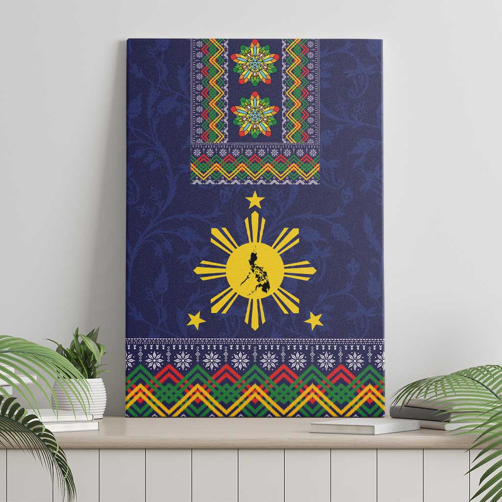 Philippines Merry Christmas Canvas Wall Art Maligayang Pasko with Parol and Xmas Pattern Barong Style - Wonder Print Shop