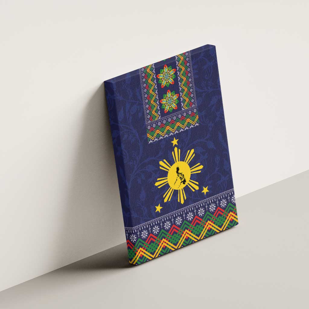 Philippines Merry Christmas Canvas Wall Art Maligayang Pasko with Parol and Xmas Pattern Barong Style - Wonder Print Shop