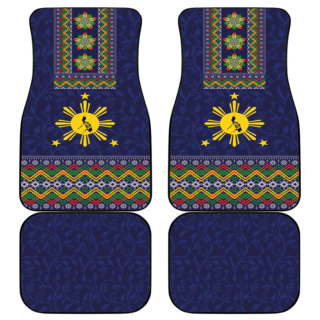 Philippines Merry Christmas Car Mats Maligayang Pasko with Parol and Xmas Pattern Barong Style - Wonder Print Shop