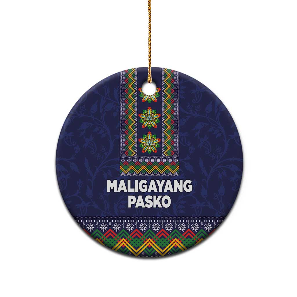 Philippines Merry Christmas Ceramic Ornament Maligayang Pasko with Parol and Xmas Pattern Barong Style - Wonder Print Shop