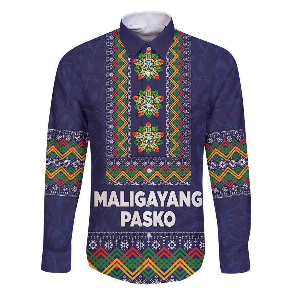 Philippines Merry Christmas Family Matching Long Sleeve Bodycon Dress and Hawaiian Shirt Maligayang Pasko with Parol and Xmas Pattern Barong Style - Wonder Print Shop