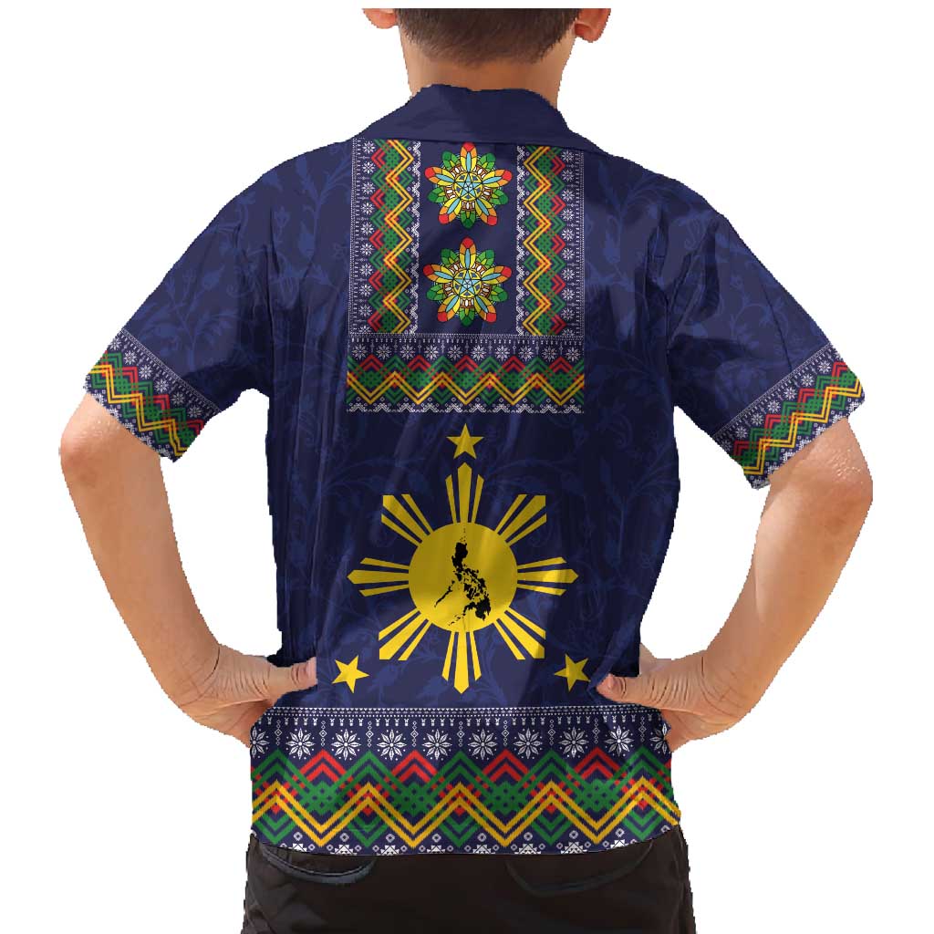Philippines Merry Christmas Family Matching Mermaid Dress and Hawaiian Shirt Maligayang Pasko with Parol and Xmas Pattern Barong Style - Wonder Print Shop