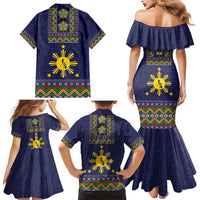 Philippines Merry Christmas Family Matching Mermaid Dress and Hawaiian Shirt Maligayang Pasko with Parol and Xmas Pattern Barong Style - Wonder Print Shop